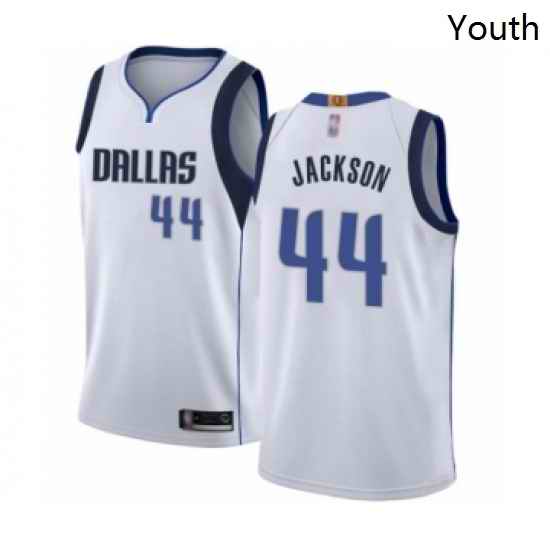 Youth Dallas Mavericks 44 Justin Jackson Swingman White Basketball Jersey Association Edition
